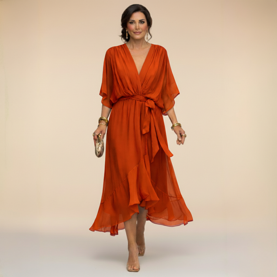 CHIFFORA – V-NECK CHIFFON ELEGANCE DRESS