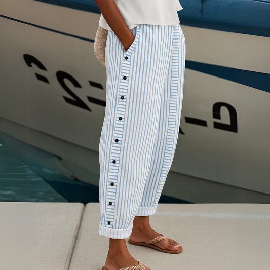 VALERON STRIPED BUTTON PANTS