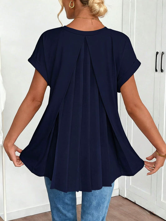 PLEVIRA V-NECK PLEATED TOP