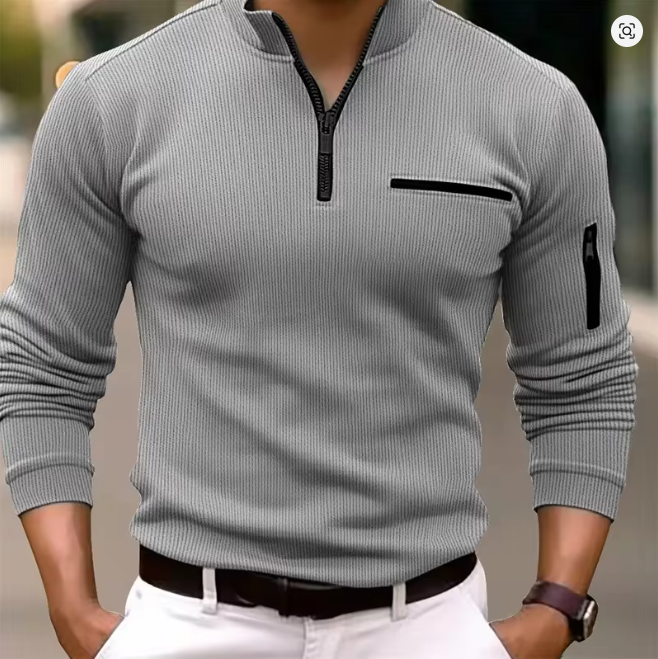 VAREXON STRIPED ZIP POLO