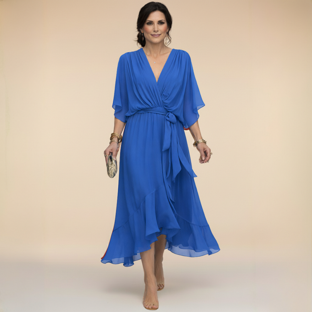 CHIFFORA – V-NECK CHIFFON ELEGANCE DRESS
