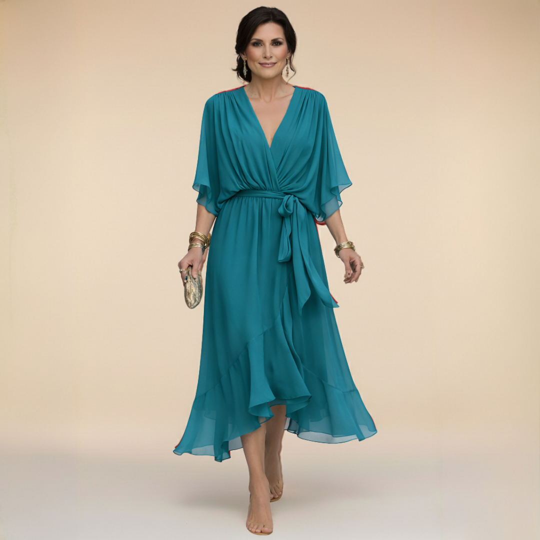 CHIFFORA – V-NECK CHIFFON ELEGANCE DRESS