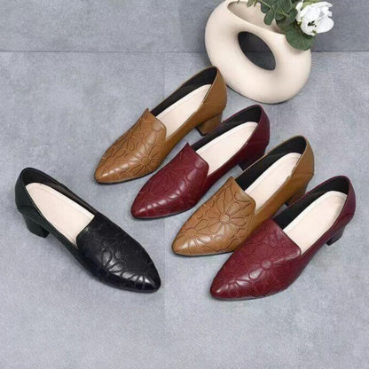 VELORIA EMBROIDERED MID HEEL SHOES