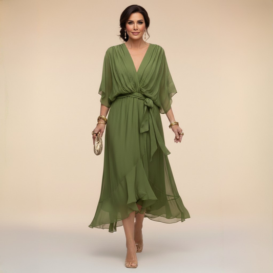 CHIFFORA – V-NECK CHIFFON ELEGANCE DRESS