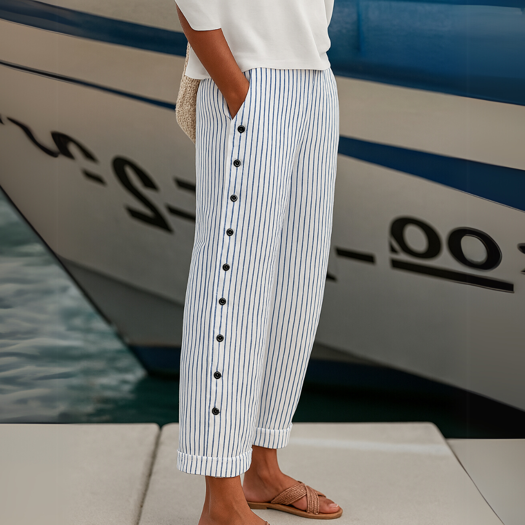VALERON STRIPED BUTTON PANTS