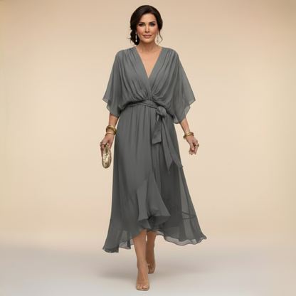 CHIFFORA – V-NECK CHIFFON ELEGANCE DRESS