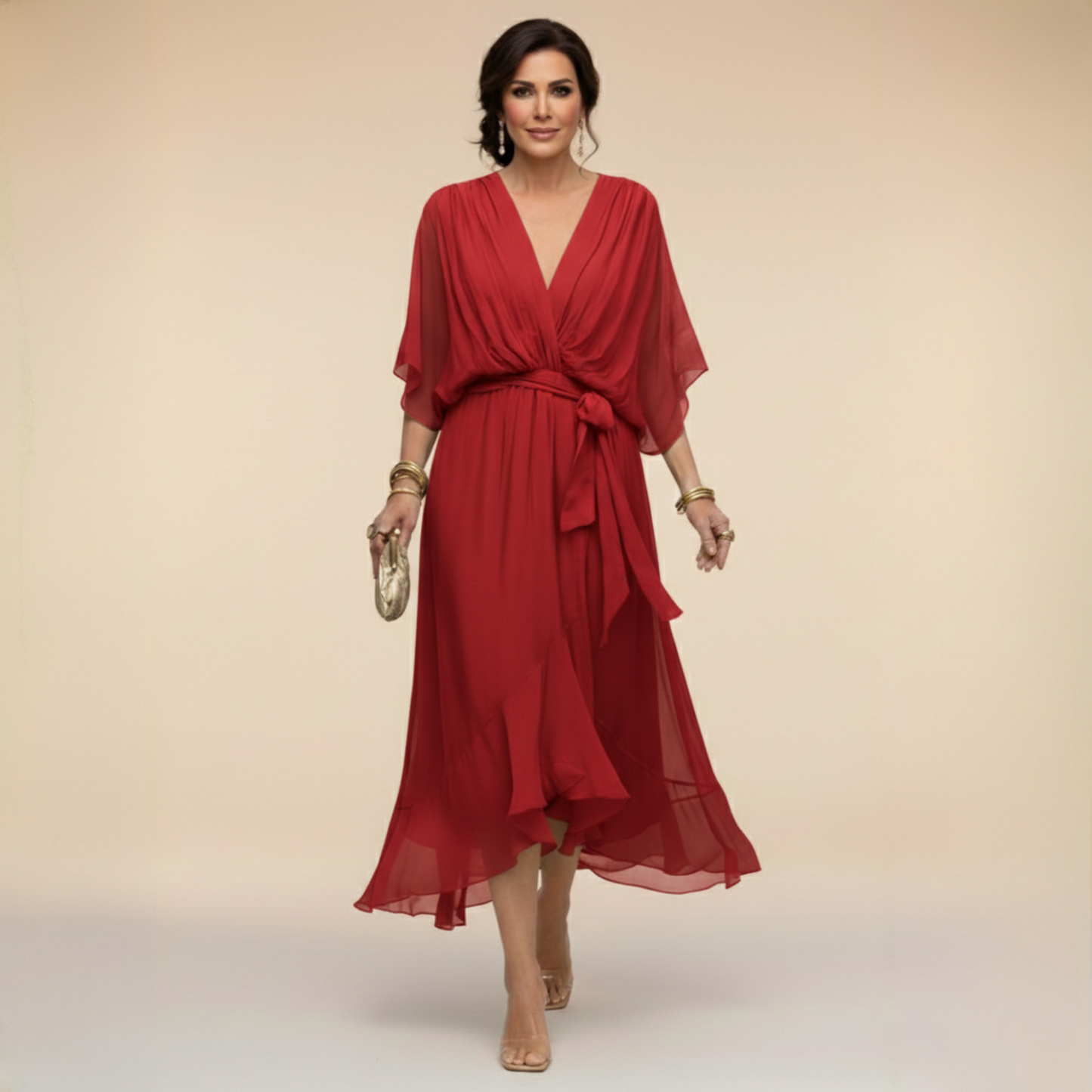 CHIFFORA – V-NECK CHIFFON ELEGANCE DRESS