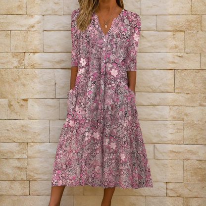 AURELIA ELEGANT V-NECK DRESS