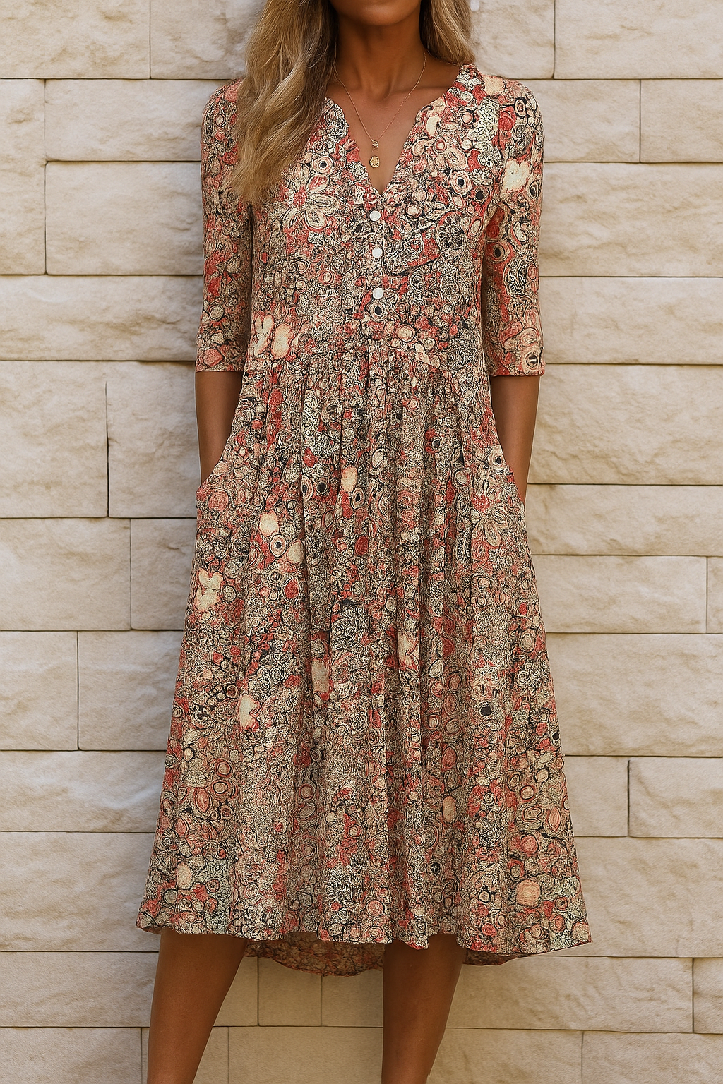 AURELIA ELEGANT V-NECK DRESS
