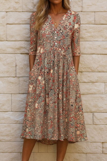 AURELIA ELEGANT V-NECK DRESS