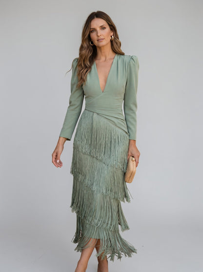 ELVIRA FRINGE ELEGANT DRESS