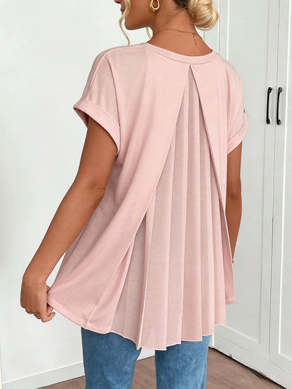 PLEVIRA V-NECK PLEATED TOP