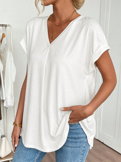 PLEVIRA V-NECK PLEATED TOP