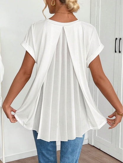 PLEVIRA V-NECK PLEATED TOP