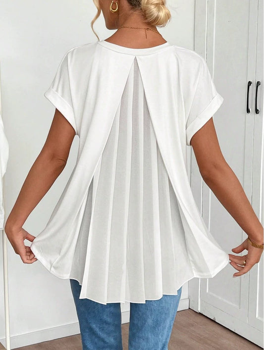 PLEVIRA V-NECK PLEATED TOP