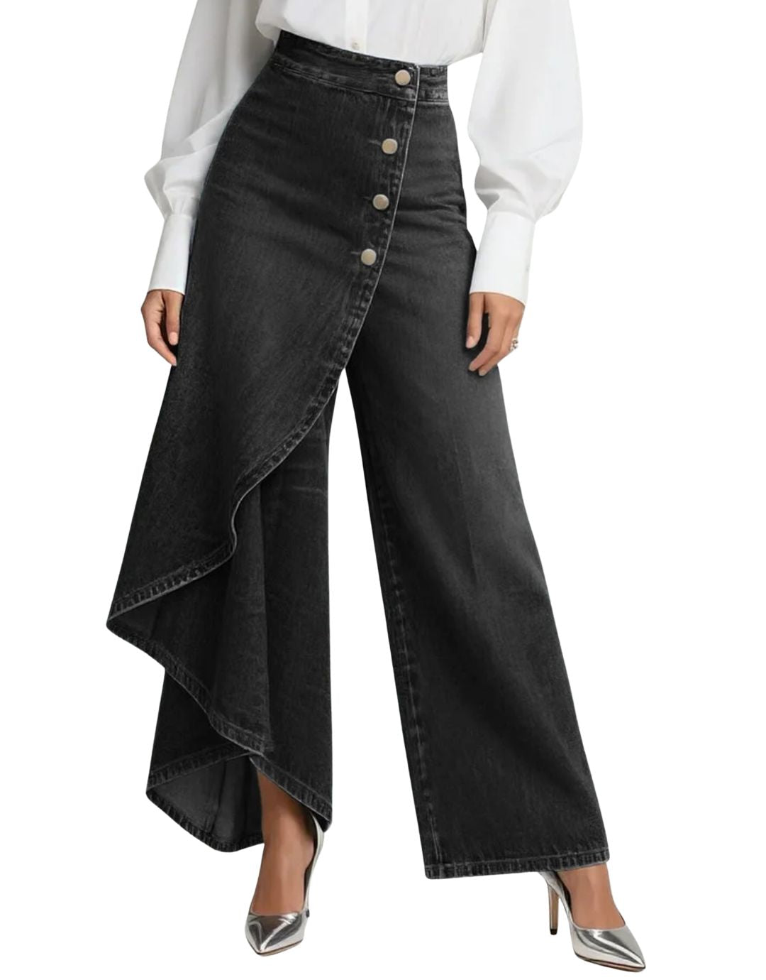 DENOVA – WRAP STYLE DENIM PANTS