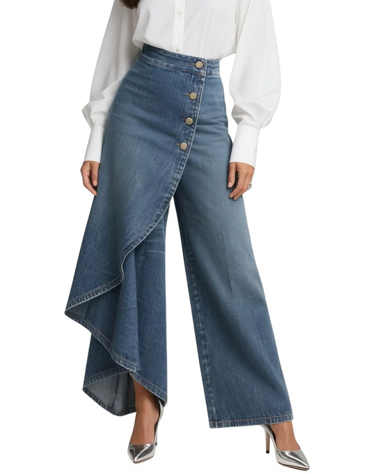 DENOVA – WRAP STYLE DENIM PANTS