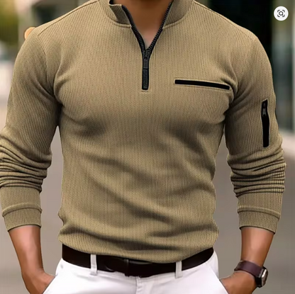 VAREXON STRIPED ZIP POLO