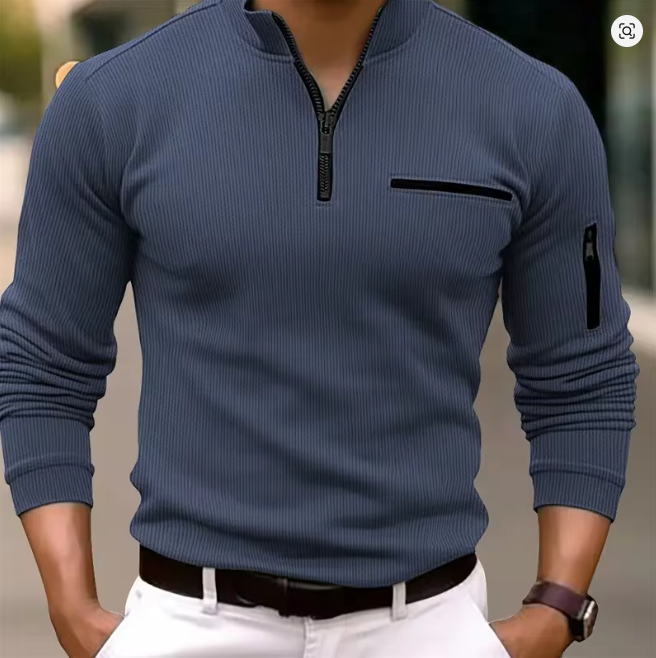 VAREXON STRIPED ZIP POLO