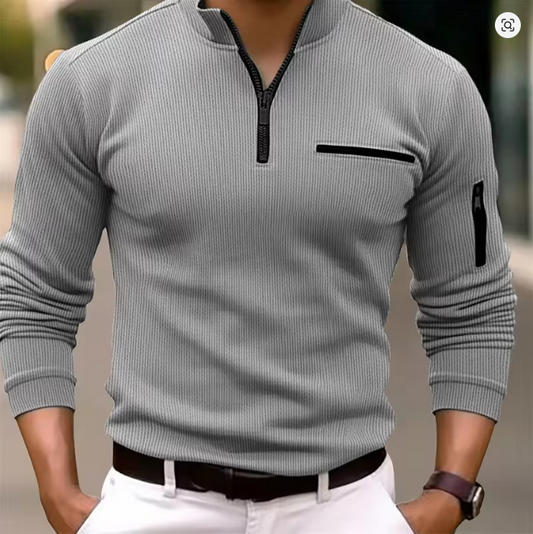 VAREXON STRIPED ZIP POLO