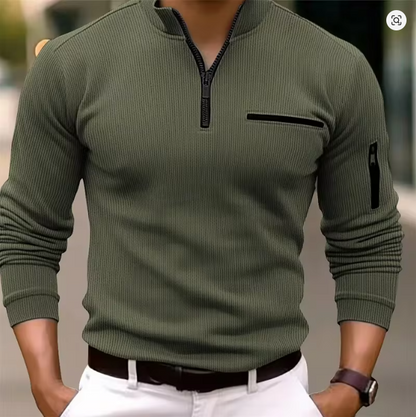 VAREXON STRIPED ZIP POLO