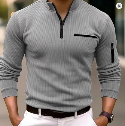 VAREXON STRIPED ZIP POLO