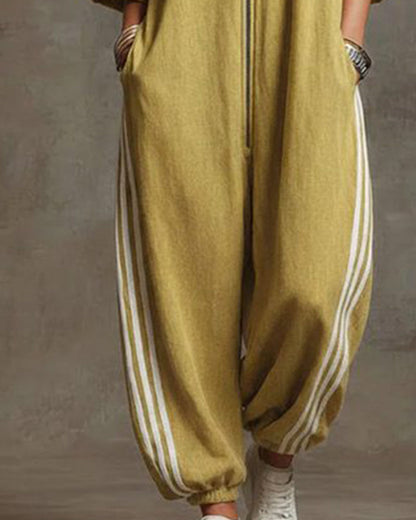 STRYDEN STRIPED SPORT ZIP JUMPSUIT