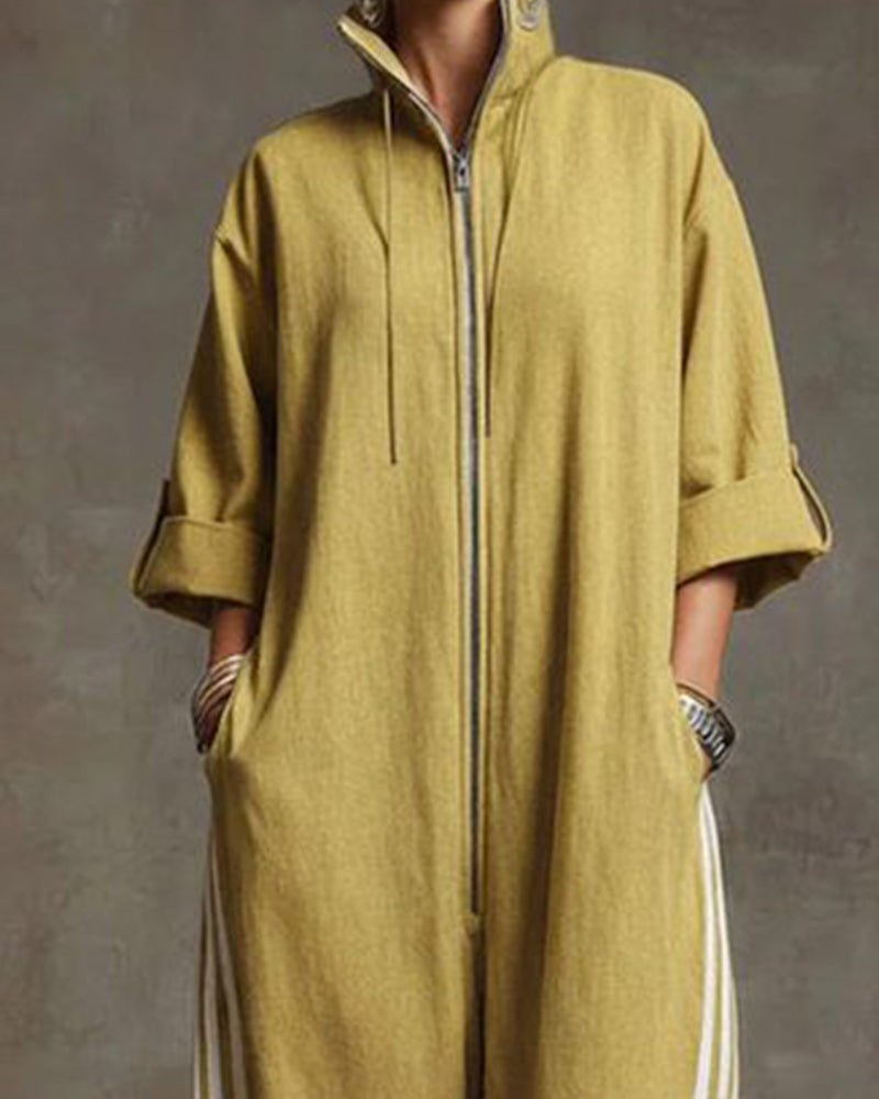 STRYDEN STRIPED SPORT ZIP JUMPSUIT