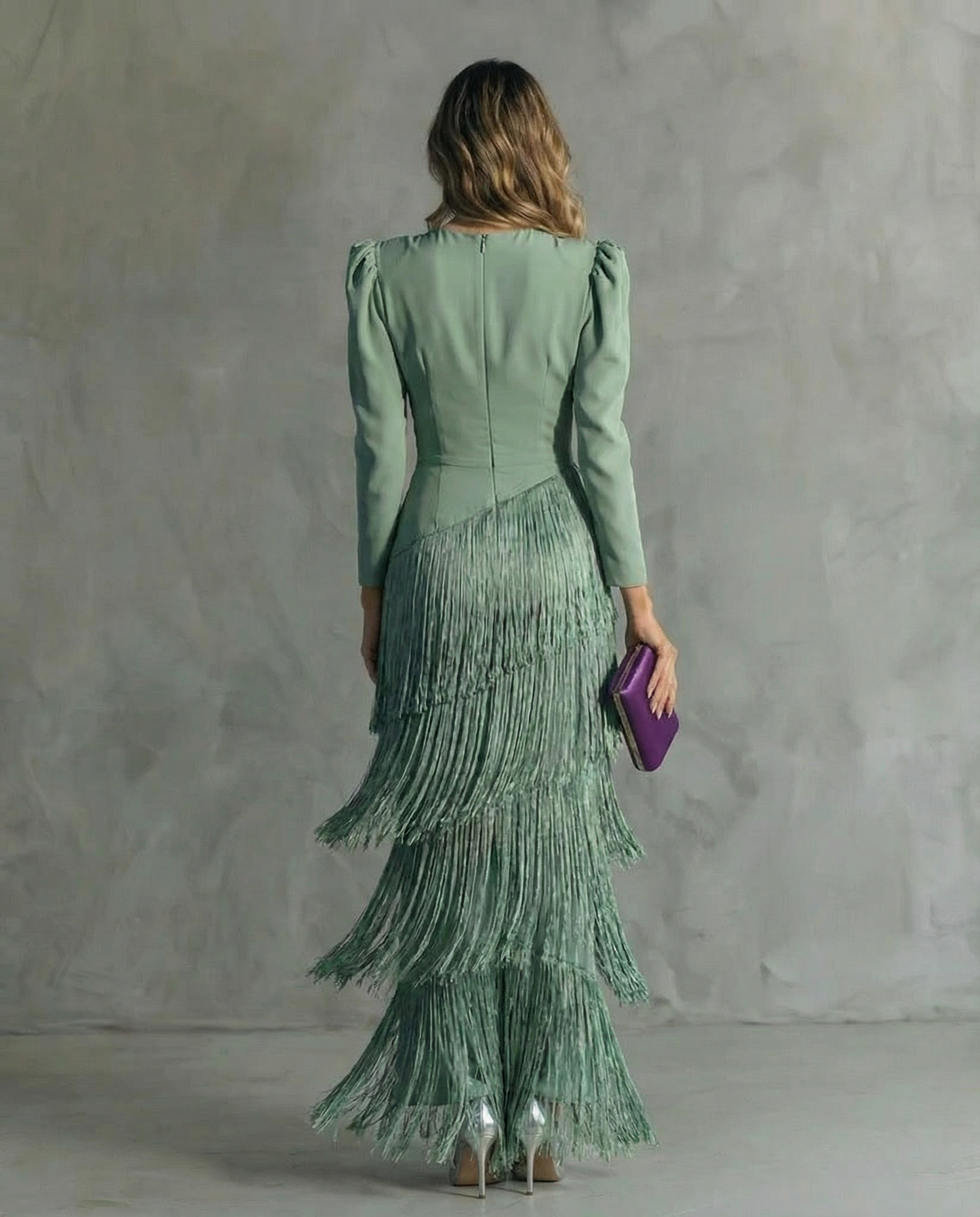 FRANGEA – ELEGANT FRINGE SLEEVE MIDI DRESS