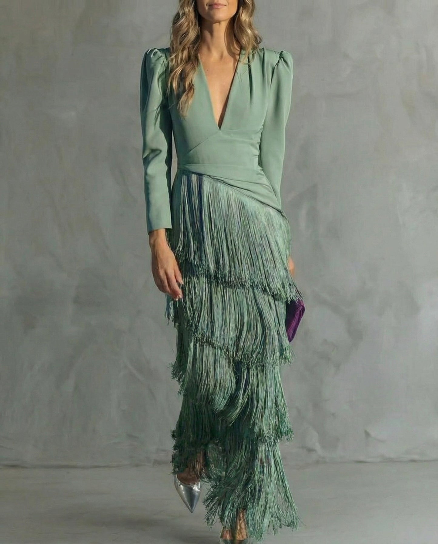 FRANGEA – ELEGANT FRINGE SLEEVE MIDI DRESS