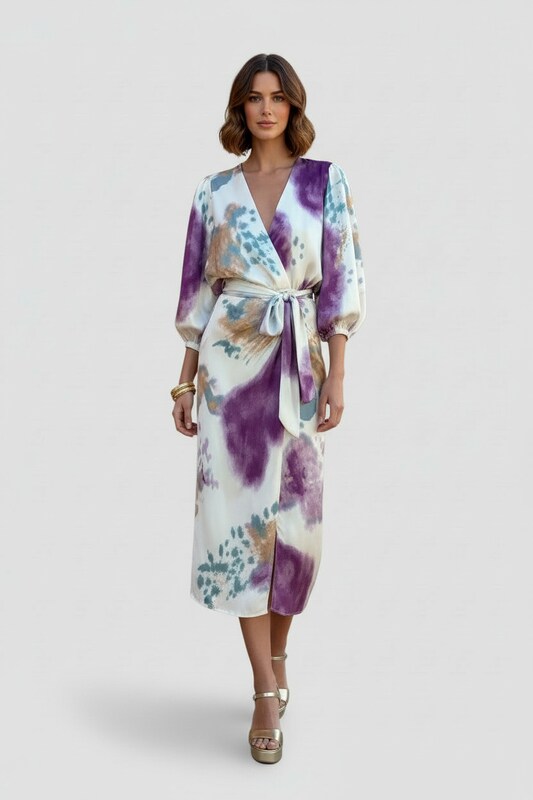 Floral Wrap Top & Midi Skirt Set